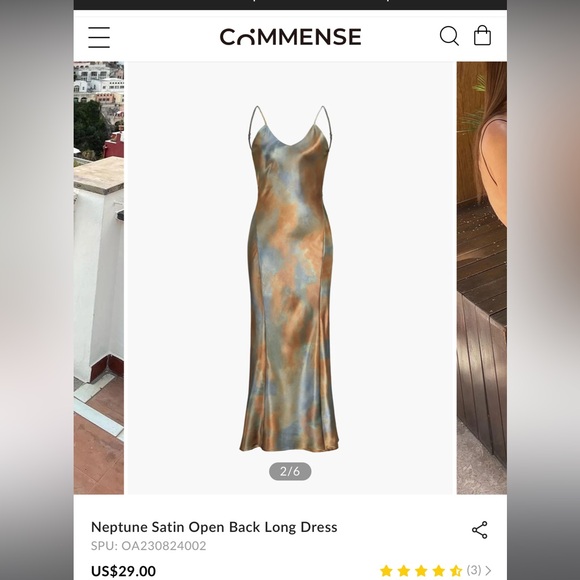 Neptune Satin Open Back Long Dress from Commense - Picture 2 of 2